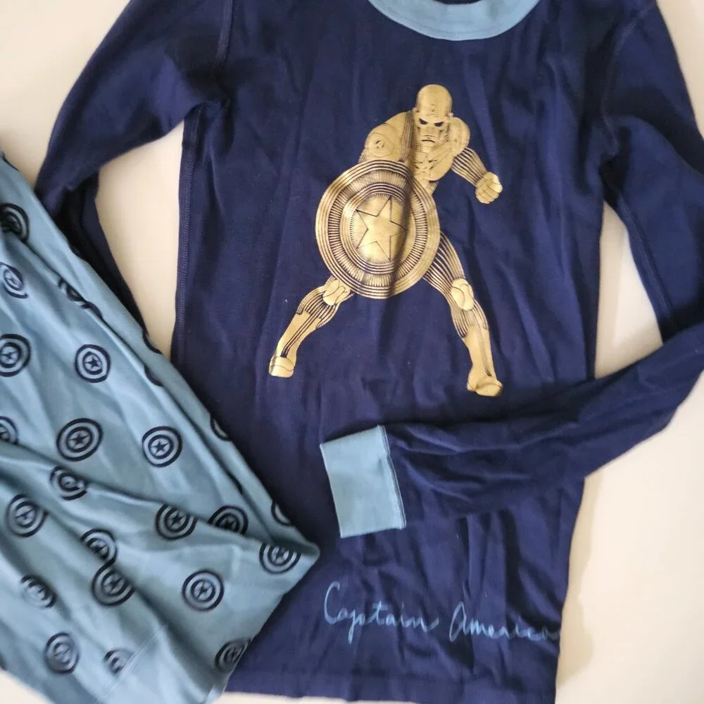 Hanna Andersson 150 12 Long John Marvel Captain America Pajamas Set